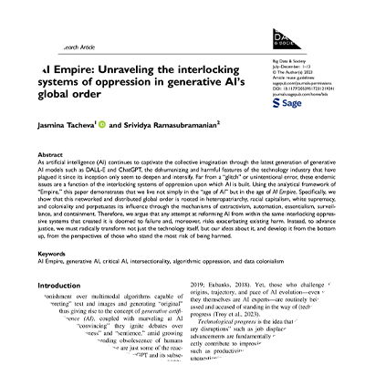 AI Empire: Unraveling the interlocking systems of oppression in generative AI’s global order