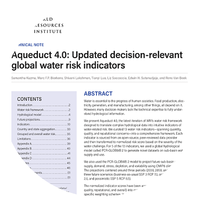 Aqueduct 4.0: Updated Decision-Relevant Global Water Risk Indicators