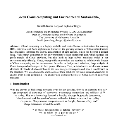 Green Cloud Computing and Environmental Sustainability