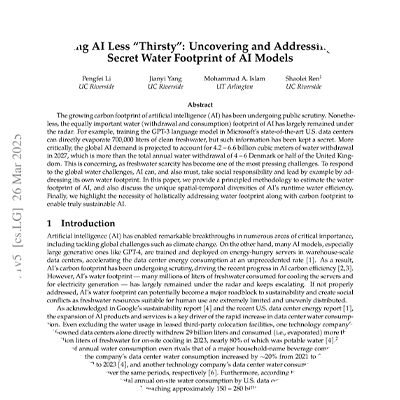“Making AI Less” Thirsty”: Uncovering and Addressing the Secret Water Footprint of AI Models”